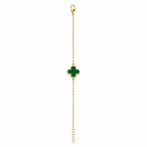 Brățară aurie Roxé cu simbol verde elegant, reglabilă 16.5+6 cm - Img 3