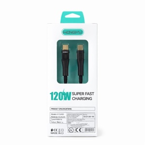 Cablu incarcare Type-C la Type-C 120W cu LED, incarcare rapida si transfer date, model HY-SJX53 - Img 2