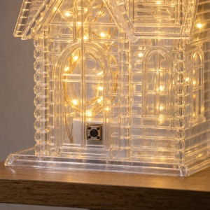 Casuta decorativa luminoasa cu LED, plastic transparent, buton de pornire, 10x8x6cm - Img 3