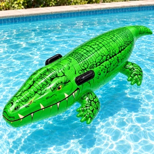 Colac Gonflabil Crocodil Verde 134 cm – cu Mânere, pentru Piscină și Plajă - Img 4