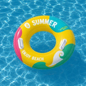 Colac gonflabil pentru copii, 90 cm, cu manere, ideal piscina si mare - Img 3