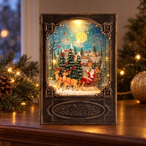 Decoratiune luminoasa de Crăciun tip carte, cu muzică, 26x17 cm - Img 5