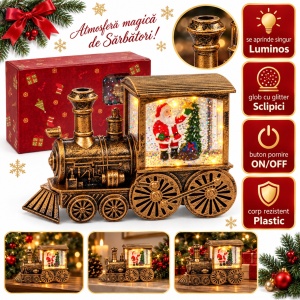 Decorațiune luminoasă , model locomotivă cu Moș Crăciun , 15,5 × 10 cm - Img 2