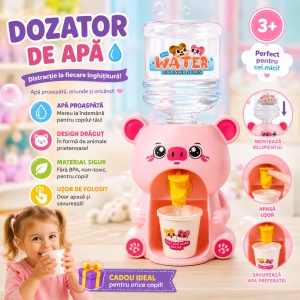 Dispenser apa copii, model cu porcusor , cu pahar inclus, distractiv si educativ 28.5x14 cm - Img 3