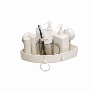 Etajera colt cu 1 raft si ventuze, suport depozitare baie sau bucatarie - Img 4