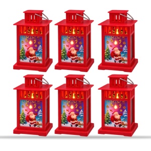 Felinar de Crăciun cu LED și muzică, roșu, din plastic, set de 6 bucăți, 20x11 cm - Img 2