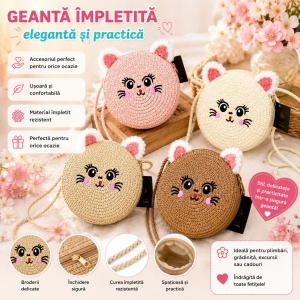 Geanta Impletita pentru Copii cu Model Pisicuta - Model Aleatoriu - Img 2