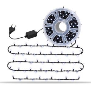 Instalație de Crăciun LED tip rolă, 100 m, 600 LED-uri, alb rece, fir negru, 8 moduri - Img 7
