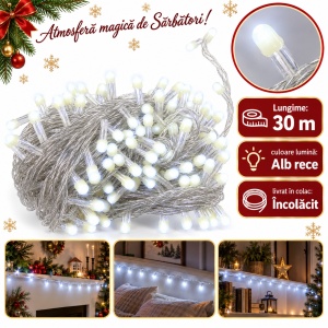 Instalație LED tip liniară, 240 LED-uri, 30 m, alb rece, fir alb - Img 5