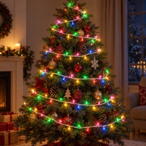 Instalatie LED Tip Liniara, 30 m, 240 LED Multicolor, fir alb, multiple jocuri de lumini - Img 3