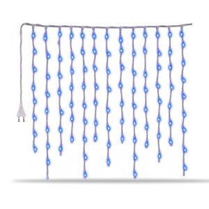 Instalație LED tip ploaie, 300 LED-uri albastre, 8 m, fir alb, multiple jocuri de lumini - Img 3