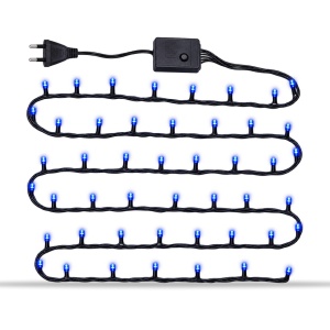 Instalație liniară de Crăciun, 100 LED-uri albastre, 9 m, fir negru, interior/exterior - Img 2