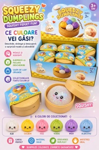 Jucărie Antistres Squishy Dumpling cu Bile Gel Colorate Mici, 8 cm, Surpriză Colorată - Img 2