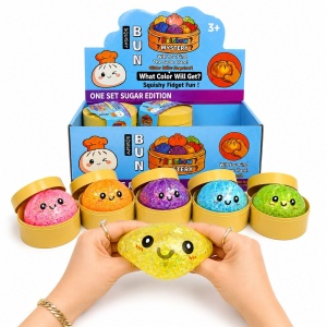 Jucărie Antistres Squishy Dumpling cu Lumini LED, Sclipici și Bile Gel 8,5 cm – Surpriză Colorată pentru Copii - Img 2