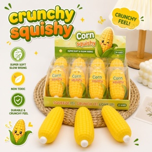 Jucărie Antistres Squishy Porumb Crunchy, Moale și Elastică, Textură Crunchy, Model Știulete de Porumb