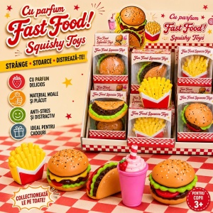 Jucărie Squishy Fast-Food – Model Aleatoriu, Antistres Moale și Distractivă - Img 3