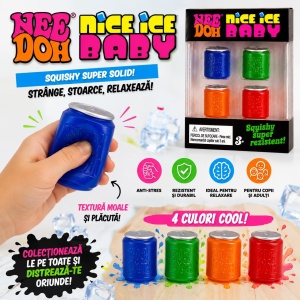 Jucărie Squishy Set 4 Doze Colorate, Antistres, Super Moale și Elastică, Nee Doh Nice Ice Baby - Img 3
