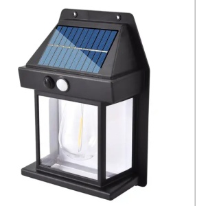 Lampă solară de perete LED pentru exterior, negru, din plastic rezistent la apă - Img 3