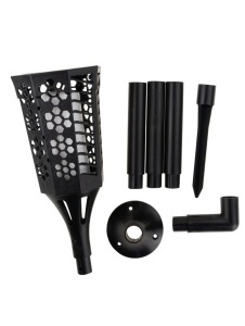 Lampă solară decorativă tip torță LED, set 2 bucăți, plastic, negru - Img 9