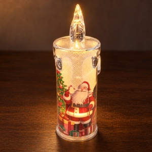 Lumanare decorativa LED Craciun, model aleatoriu, plastic transparent, 16 cm - Img 4