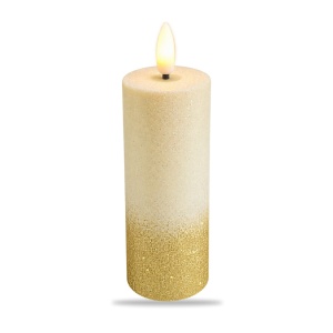Lumânare LED decorativă cu flacără realista, glitter auriu, 20 cm - Img 4