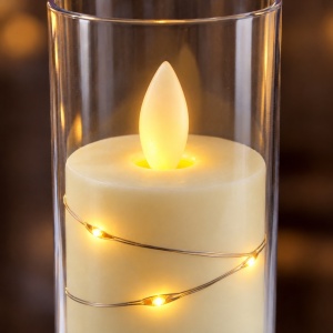 Lumânare LED decorativă în recipient tip sticlă, efect realist de flacara, 14,5 cm - Img 4