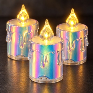 Lumânări LED decorative, set 24 bucăți, finisaj irizat, 7,5 × 4 cm - Img 3
