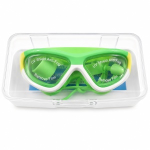 Ochelari de Inot pentru Copii Reglabili cu Dopuri de Urechi Silicon Anti-Fog UV verzi