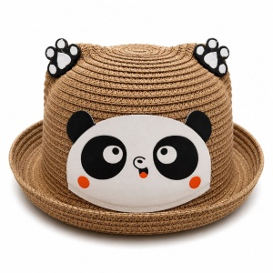 Palarie de Vara Maro Caramel cu Panda pentru Copii, Protectie UV si Design Vesel
