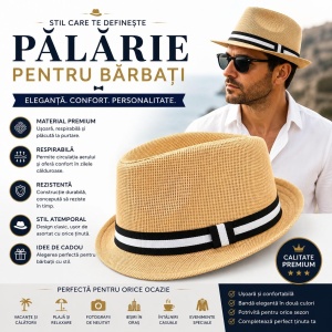 Pălărie Panama Bărbați Bej - Elegantă, Ușoară și Respirabilă pentru Vară - Img 2