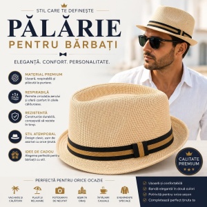 Pălărie Panama Crem pentru Bărbați - Elegantă, Respirabilă și Modernă pentru Vară - Img 2