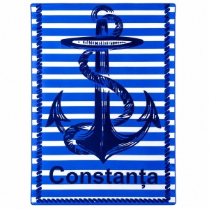 Prosop de Plajă Model Ancoră Albastru & Alb 88x180 – Prosop Mare din Microfibră