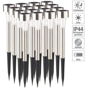 Set 10 Lămpi Solare LED pentru Grădină, Metal și Plastic, Lumină rece, Argintii - Img 5