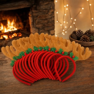 Set 12 Bentite de Craciun cu Coarne de Ren, pentru Petreceri si Copii, 25x25cm - Img 2