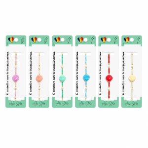 Set 12 Brățări cu Pandantiv Scoică Colorată, Reglabile, Multicolore