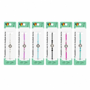 Set 12 Brățări Reglabile cu Pandantiv Floare – Brățări de Mână cu Mărgele Colorate