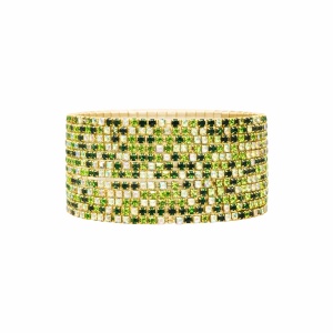 Set 12 bratari ROXE aurii elastice cu pietre albe si verde deschis si inchis - Img 2