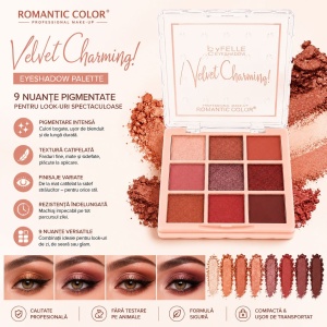 Set 12 Palete Farduri de Pleoape Romantic Color Velvet Charming – 9 Nuanțe Mate și Sidefate - Img 3