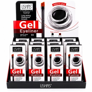 Set 12 Tus de Ochi Gel USHAS cu Pensulă Aplicatoare – Waterproof, Long Lasting, Negru și Maro