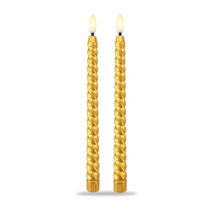 Set 2 buc Cu Lumânări LED aurii, model răsucit, efect flacără realist, 25 cm - Img 3