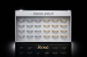 Set 24 inele dama elegante tip infinit cu pietre, auriu si argintiu, reglabile ROXE