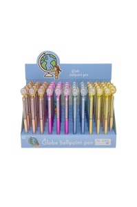 Set 48 Pixuri Globe Ballpoint Pen , Pixuri Cu Glob 3D si Sclipici - Img 2