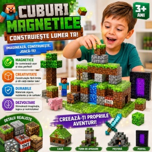 Set Cuburi Magnetice Construcție 3D cu Cutie, 17 x 12 x 12 cm, Joc Educativ pentru Copii 3+, model aleatoriu - Img 2