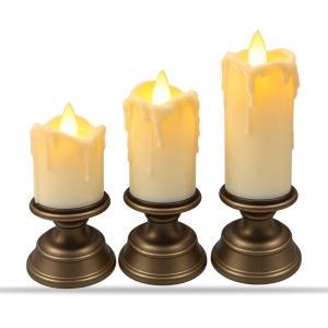 Set de 3 lumânări decorative LED cu efect de flacără realist, din plastic, dimensiuni diferite - Img 2