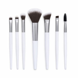 Set de pensule machiaj profesionale, 7 bucăți, fibre sintetice moi, culori mov și roz - Img 4