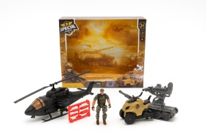 Set Jucarii Militari Special Combat cu Elicopter, ATV si Soldat , 27x23 cm