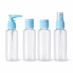 Set recipiente cosmetice de călătorie, 4 bucăți, albastru/roz