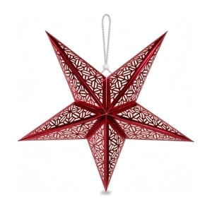 Stea decorativă de Crăciun cu model decupat, 5 colțuri, roșie, 60 cm, 55x55 cm - Img 2
