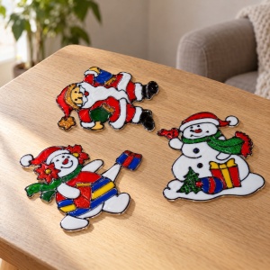 Stickere de geam din silicon de Crăciun, set 12 bucăți, modele asortate, 40 × 27 cm - Img 2