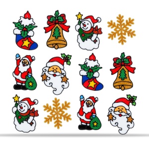 Stickere gel din silicon pentru geam, de Crăciun, set 12 bucăți, modele asortate, 25 × 15 cm